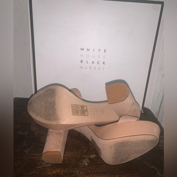 WHBM- Tan Suede EMMA Block High Heels. - Picture 7 of 7